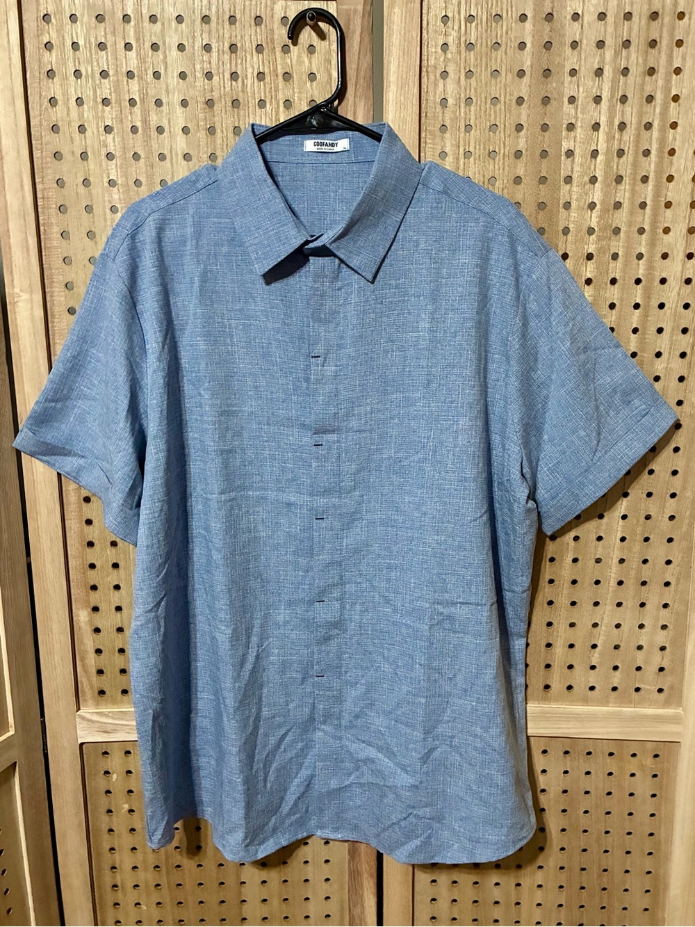 Coofandy Lightweight Short-Sleeve Button-Down Shirt - Light Blue XL